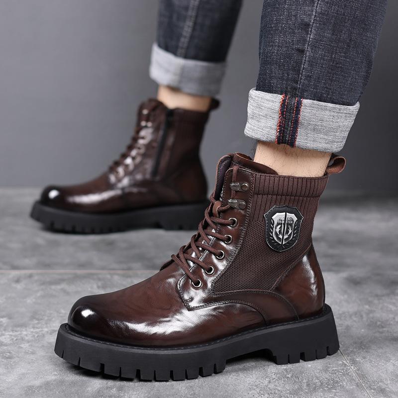 

Retro Genuine Leather Men s Ankle Boots Autumn Winter Designer Velvet Warm Work Shoes Man Casual Platform Boots Male 38