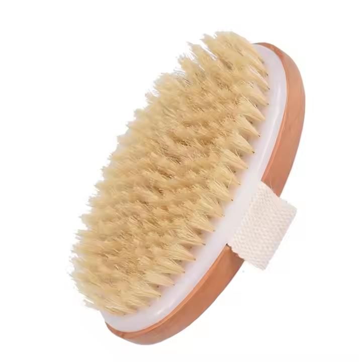 Private Label Bath Brush Bamboo Dry Skin Body Brush Boar Bristles Bath Body Scrub Brush