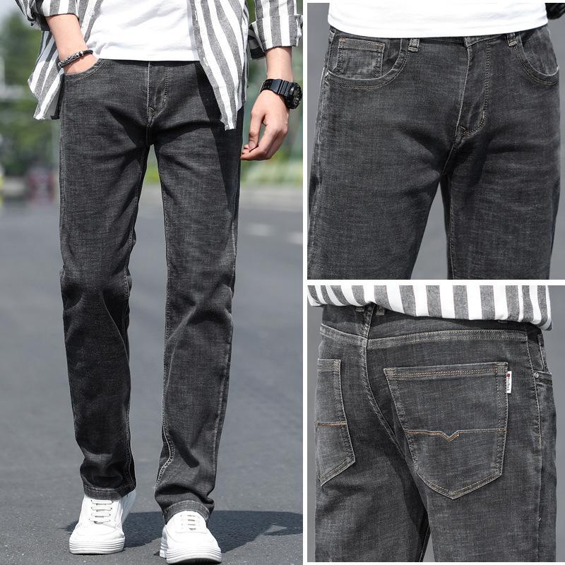 JYL Jeans men are straight, wide and thick, and every day they are middle-aged and spring and autumn gray.