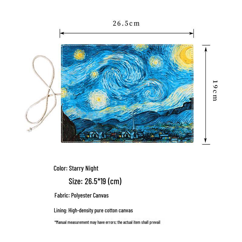 Van Gogh Starry Night Pen Case - Artistic Canvas Pencil Holder