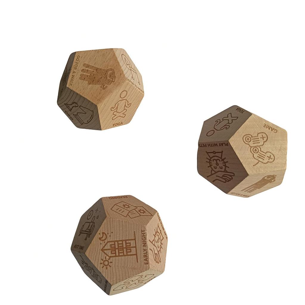 Cross-Border Twelve-Sided Wooden Dice Set: Laser Engraved Fun Bar Drinking Game Dice for Couples