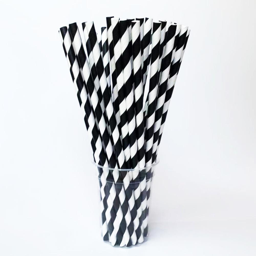 Individually Wrapped Biodegradable Striped Paper Straws