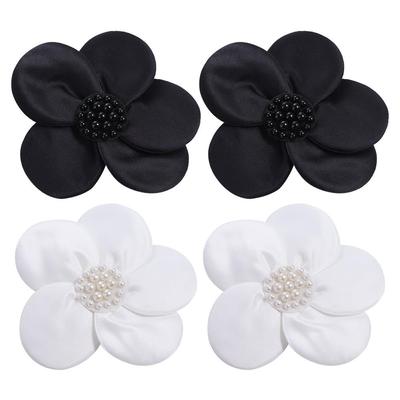 2PCS Satin Fabric Flower Appliques 3D Clothing Applique Clothing Patches  Dressmaking