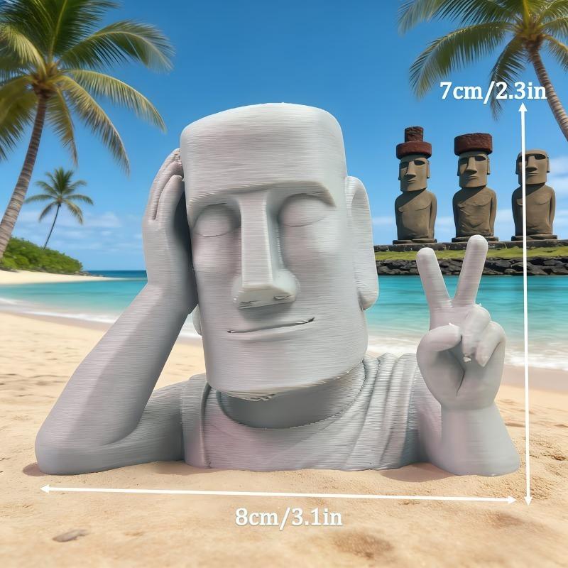 3pcs Artistic Moai Fun Sculptures Is Perfect for Home Bookshelves and Tabletops Unique Personalized Gift for Statue Enthusiasts