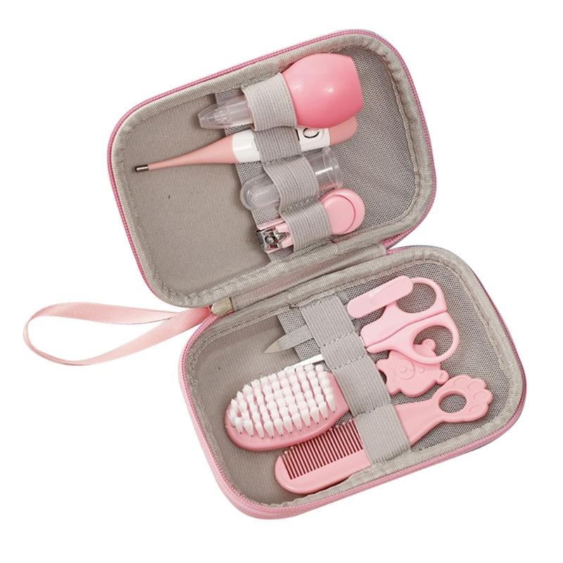 

Засіб для догляду за дитиною 8-в-1 Набори для гігієни Набір для здоров я немовляти Гребінець-щітка для новонароджених Зубна щітка на палець Термометр для вимірювання температури 1 рожевий