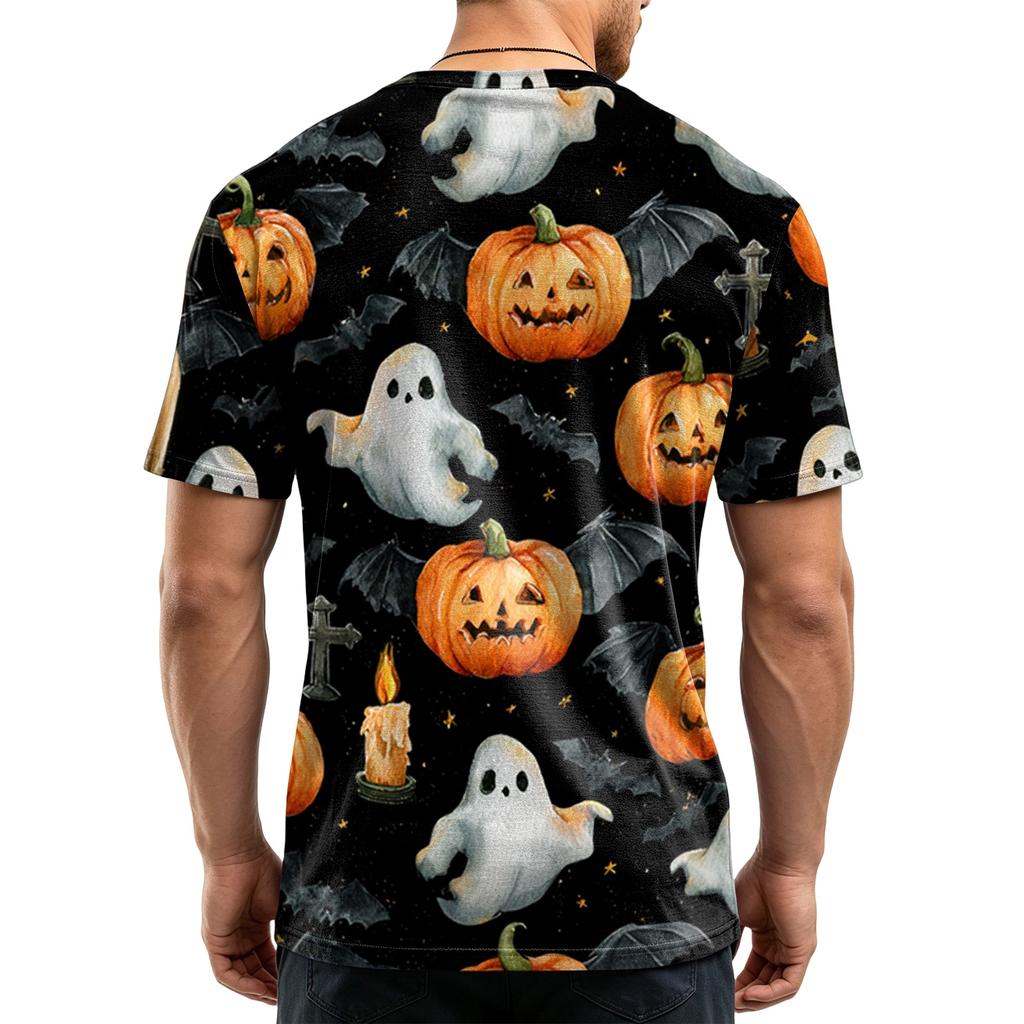 Men's Casual Short Sleeve T Shirt Lightweight Breathable Crew Neck Halloween Print Tee Suitable for Everyday Wear and Outdoor Activities