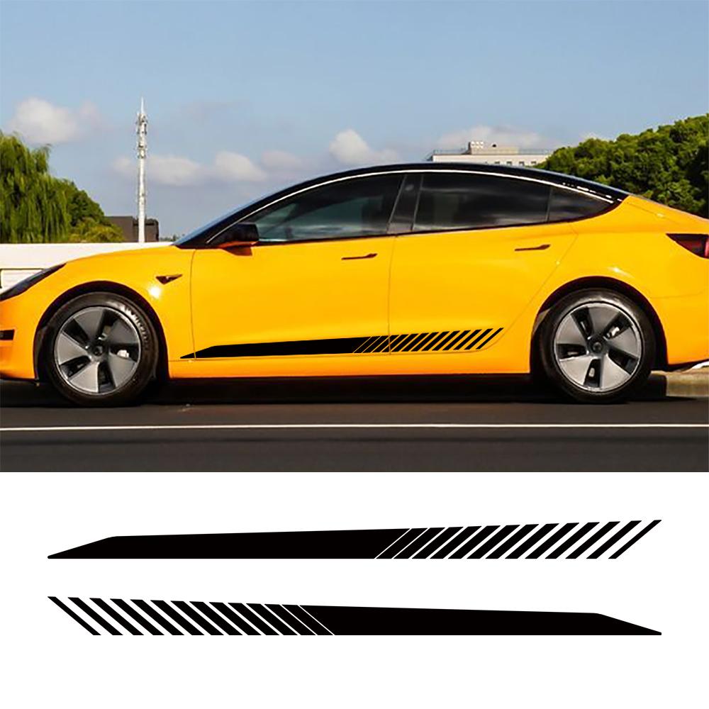 Car Vinyl Side Decals for Tesla Model 3 Body Side Sticker Stripes Racing Style Decor Decal Modification Stickers 2pcs