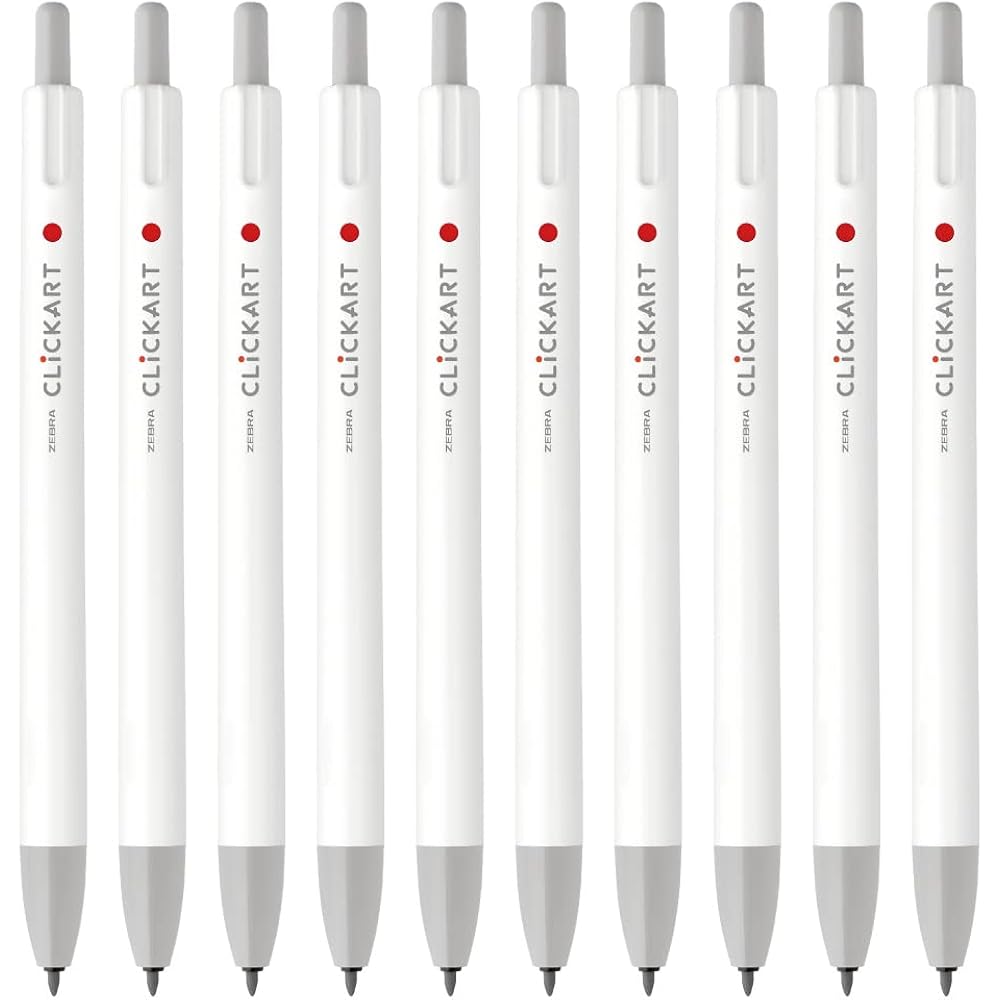 Zebra Water-based Pen Clicker Light Gray, 10 Pens, B-WYSS22-LGR