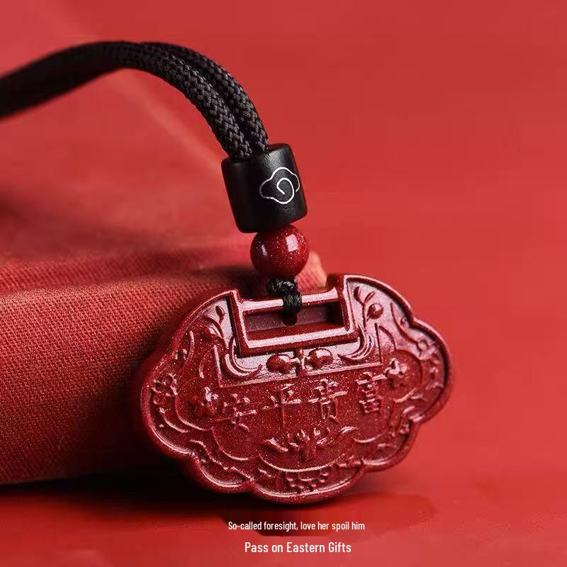 Guizhou Wanshan Zinnober Ruyi Schloss Anhänger Halskette - Unisex Lila Gold Sand Amulett Schmuck