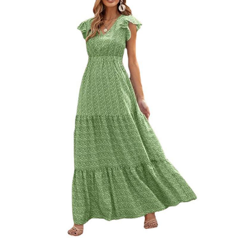 Women Maxi Dress Long Floral Print Ladies Summer V Neck Casual Holiday Sundress