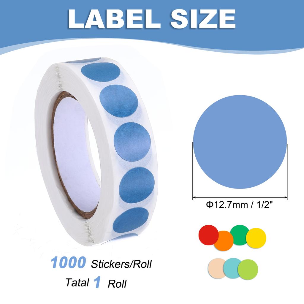 1000Pcs Colored Dot Stickers Color Coding Labels Blank Circle Stickers Adhesive Round Price Stickers for Office 12.7mm 19mm 25mm