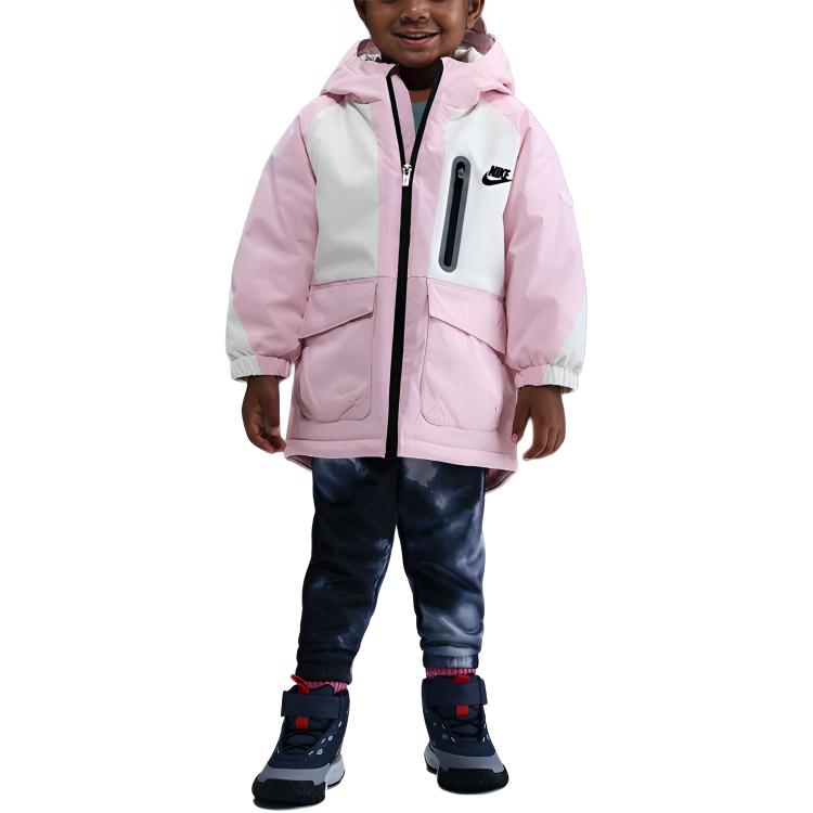 Nike Cotton Jacket Comfortable Hooded Warm Color Block Letter Baby outerwear IQ9842-663 3T