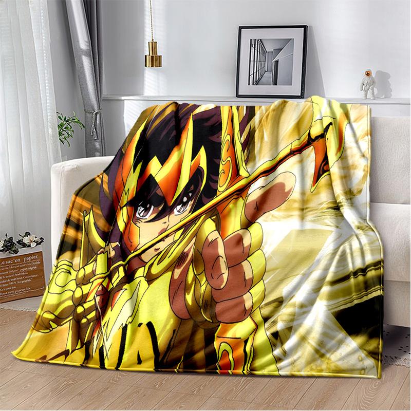 3D Retro Saint Seiya Anime Cartoon Blanket,Soft Throw Blanket for Home Bedroom Bed Sofa Picnic Travel Office Cover Blanket Kids