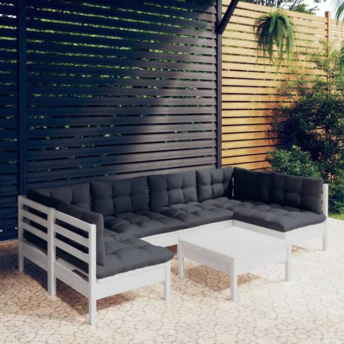 VidaXL Solid Pine Wood Garden Lounge Set 7 Pcs with Cushions Patio Furniture Outdoor Furniture Garden Furniture 3097158