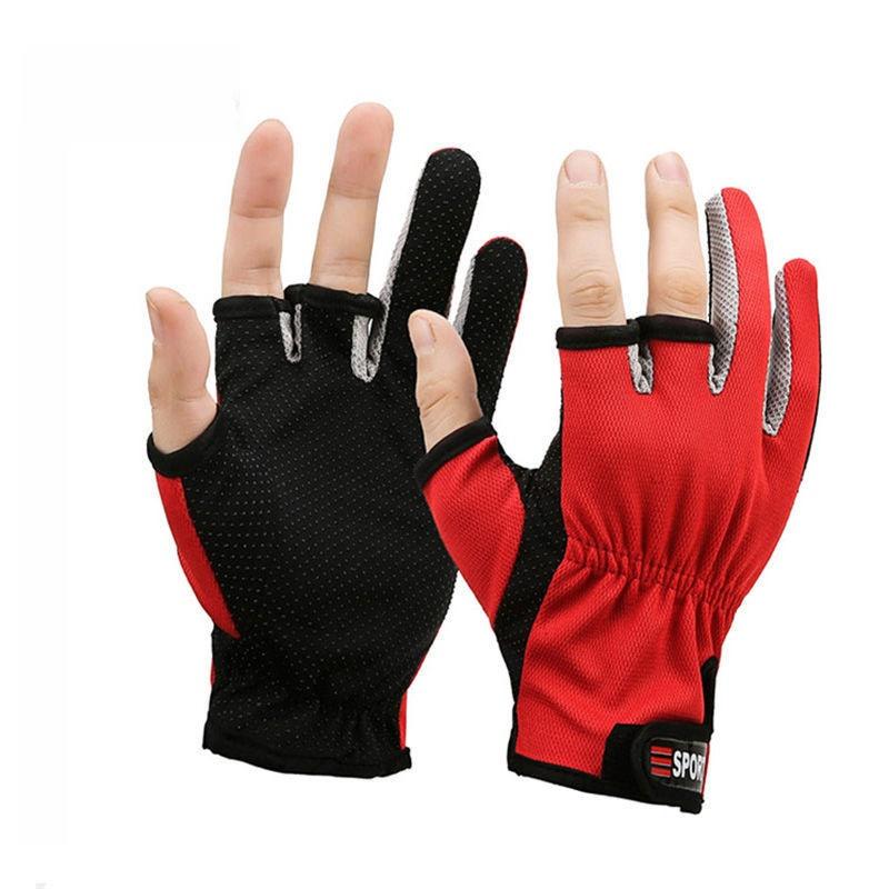 

Anti-slip Fishing Gloves 3 Cut Fingers Breathable Outdoor Sports Mittens for Fly Fishing Photography Cycling Hiking Equipment красный