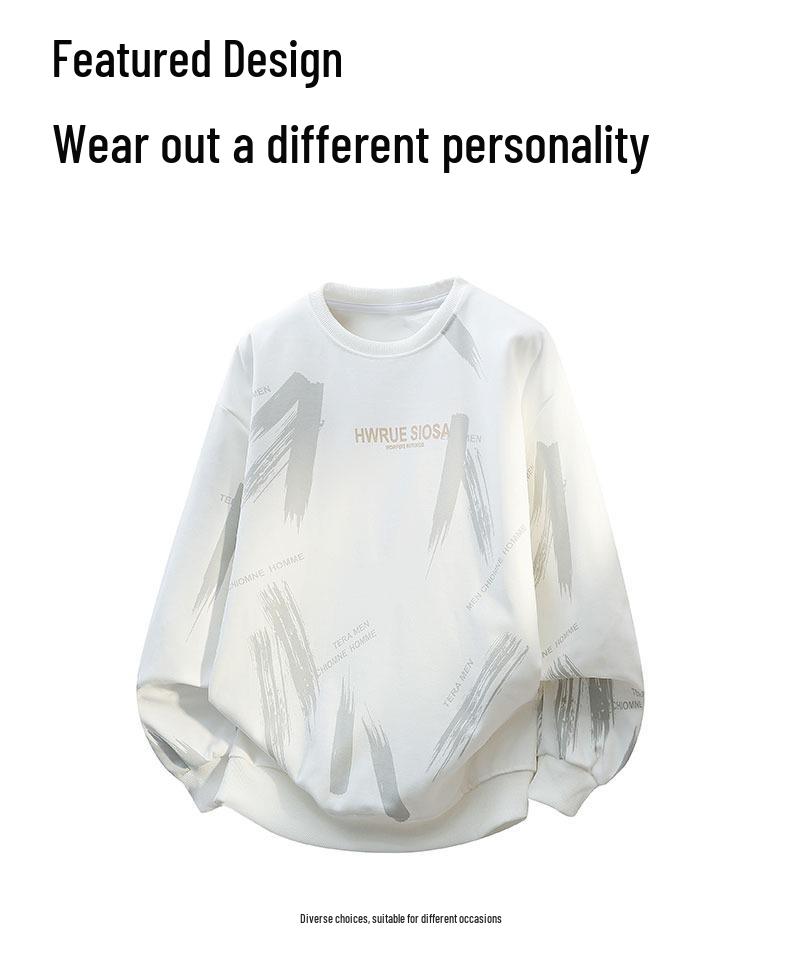 American Trendy Hong Kong-Style Youth Hoodie: Loose, Handsome, Versatile Long Sleeve Casual Round Neck for Spring and Autumn