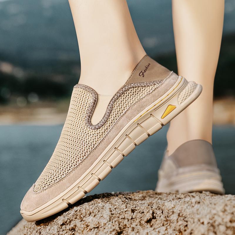 Lightweight Mesh Shoes Fly Woven Breathable Men's Hiking Shoes Thick Soles Wear-resistant Men's Sports Shoes Free Delivery