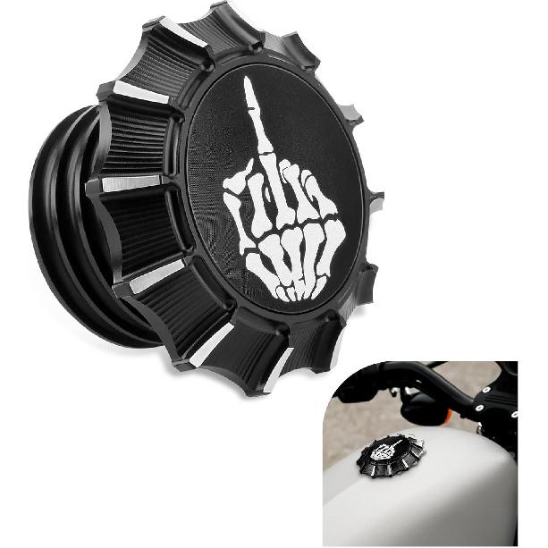 GUAIMI CNC Aluminum Fuel Gas Tank Oil Cap for Harley Sportster XL 1200 883 X48 Dyna -American Flag-Black Middle Finger-Black