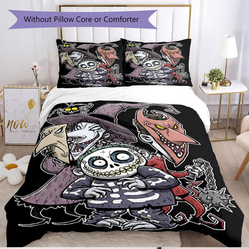 3pcs Duvet Cover Set (1*Duvet Cover + 2*Pillowcase, Without Core), The Nightmare Before Christmas Print Soft All‑Season Bedding Set, Home Bedroom Deco