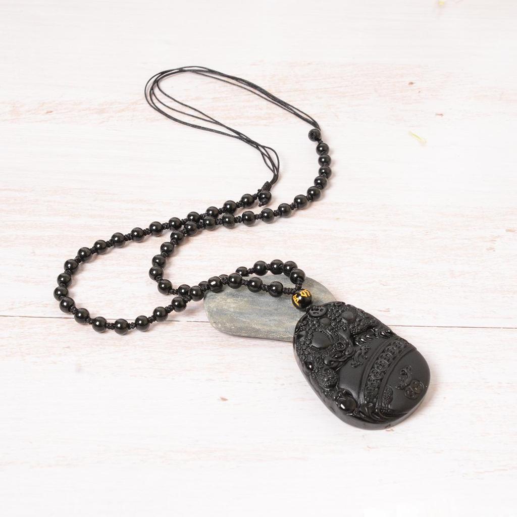 Natural Obsidian Tripod Golden Cicada Money Toad Pixiu Pendant Necklace