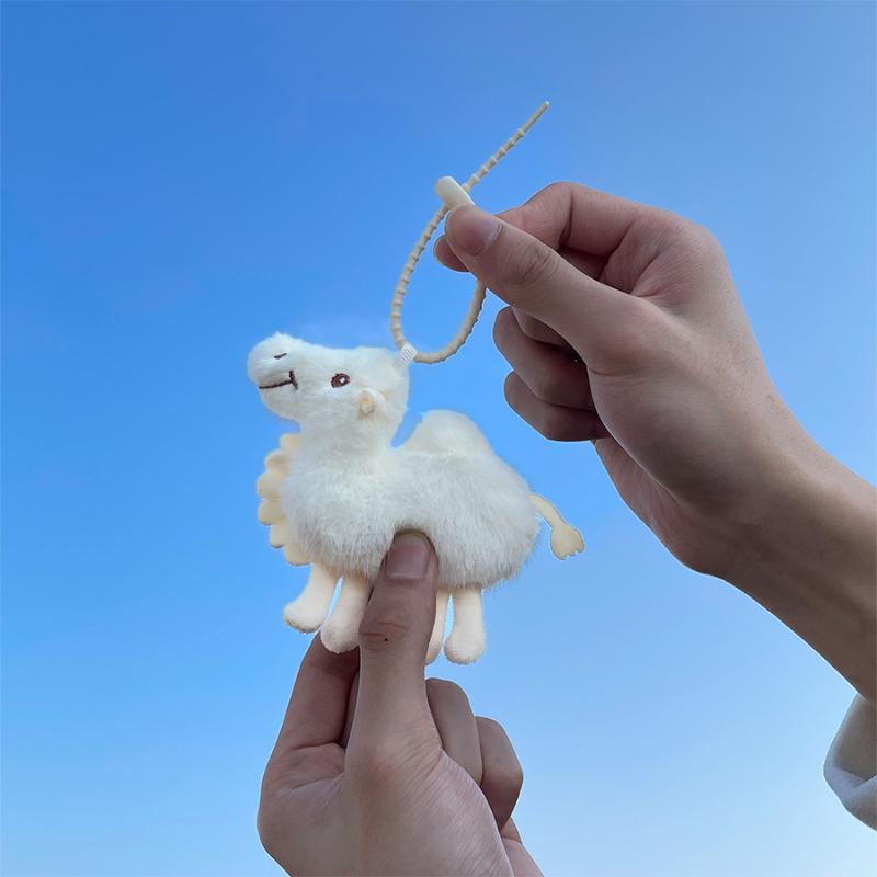 1Pcs Plush Camel Keychain Lovely Stuffed Animal Keyring Bag Pendant Decoration School Bag Charm Couple Keycord