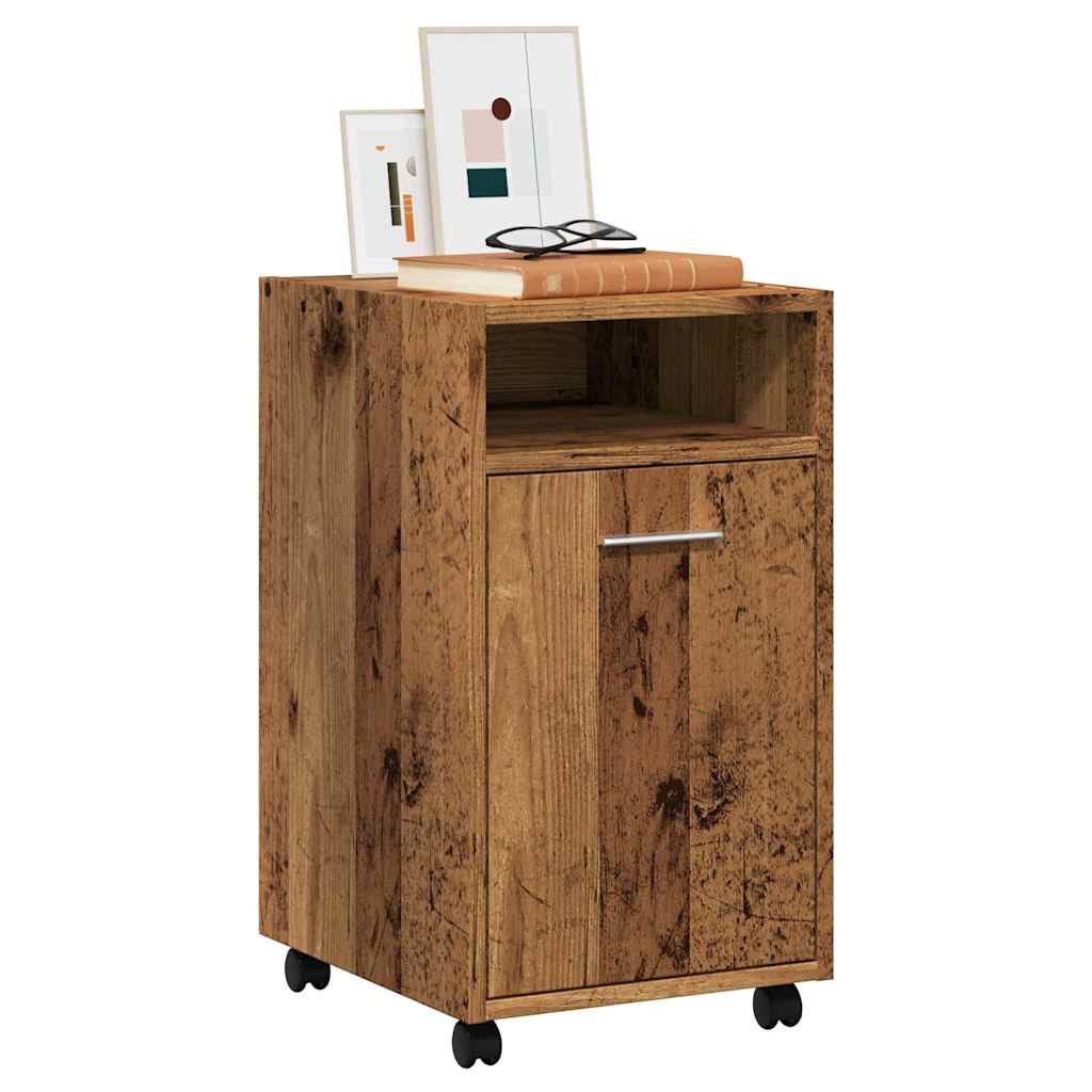 Cabinet with Casters Rustic Wood Look 33 X 38 X 60 Cm Engineered Wood