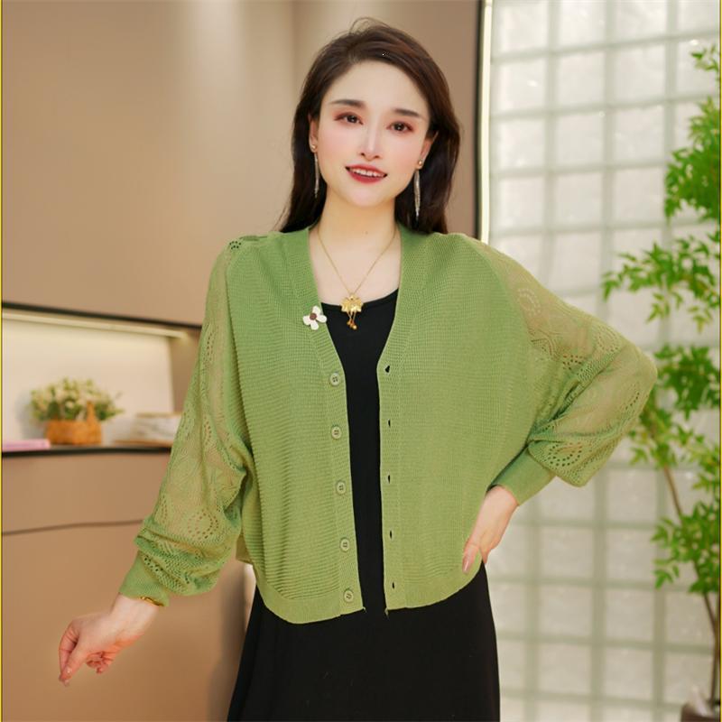 2026 Summer Ice Silk Hollow Knit Cardigan - Women's Lightweight Long/Short Sleeve Sun Protection Jacket