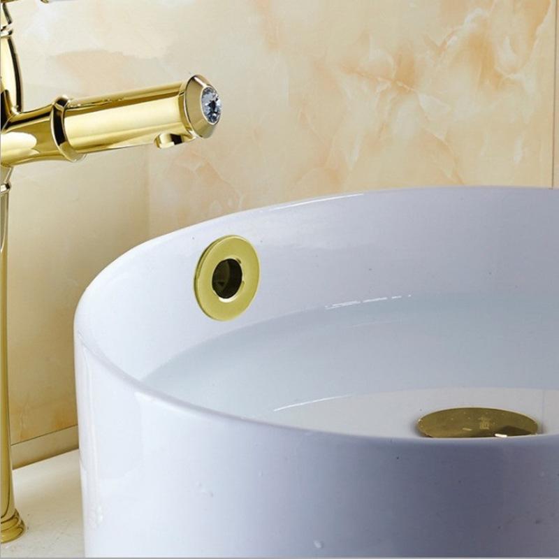 Tappo di troppopieno Nero Argento Oro Bronzo Vintage Ottone Lavabo da Bagno Rubinetto Lavandino Con Anello a Sei Piedi Inserto Sostituzione