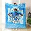 Cozy Throw Blanket - Erling Haaland Manchester City 9 Back Name Light Blue Football Poster Fans Decor for Travel Couch Use