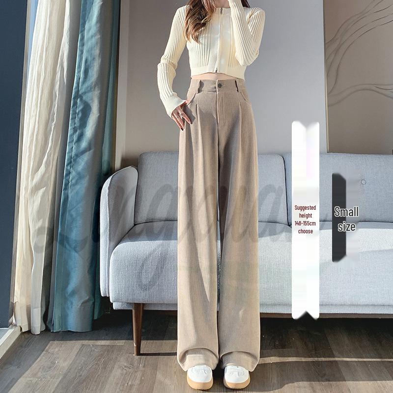 

European Cotton Velvet Wide-Leg High-Waisted Women s Corduroy Pants for Autumn/Winter - Drapey, Casual, Floor-Length. Medium