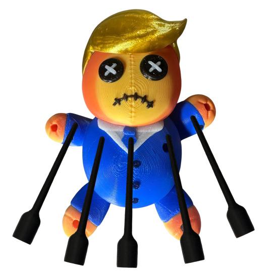 Voodoo Doll Gag Gift 3D Printed Voodoo Doll Figurine with Pins Desk Ornament Stress Relief Toy Prank Gift for Men Women