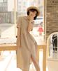 Ppaeppae Striped Collared Linen Long Dress