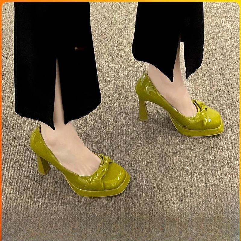 Autumn 2024 New High Heels Female Minority Shallow Mouth Thick with Temperament Fairy Wind Single Shoes Female