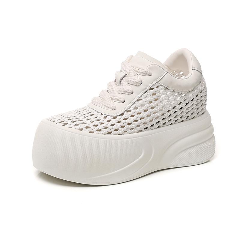 

Маленькие белые туфли женская платформа летние универсальные кеды плетение спортивные и повседневные увеличивающие высоту дышащие легкие кеды маффин 34 грязно-белый