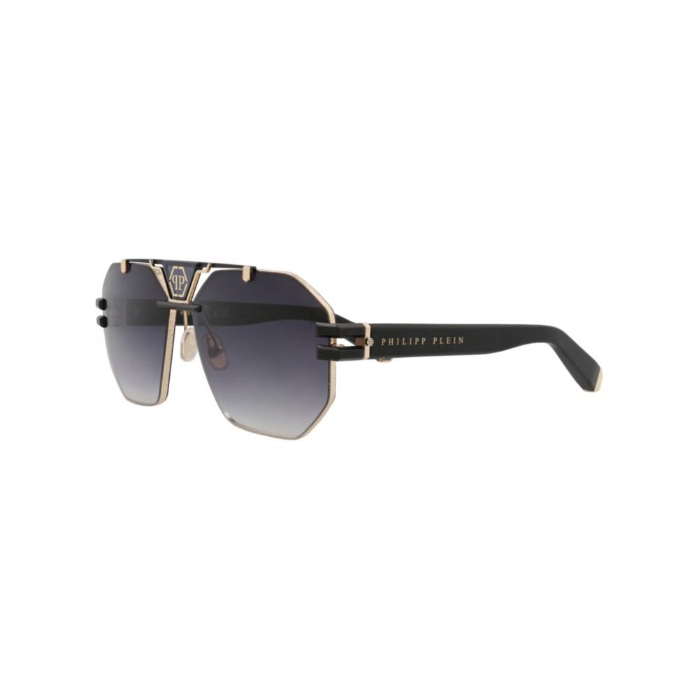 Philipp Plein Aviator Frame Titanium Sunglasses Gold Black Smoke