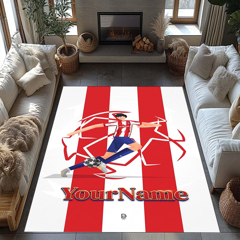 Atletico Madrid Personalized Text Carpet Design for Dining Room Hallway Outdoor Playrooms Antislip Carpet Anime Office Decor Best for Christmas