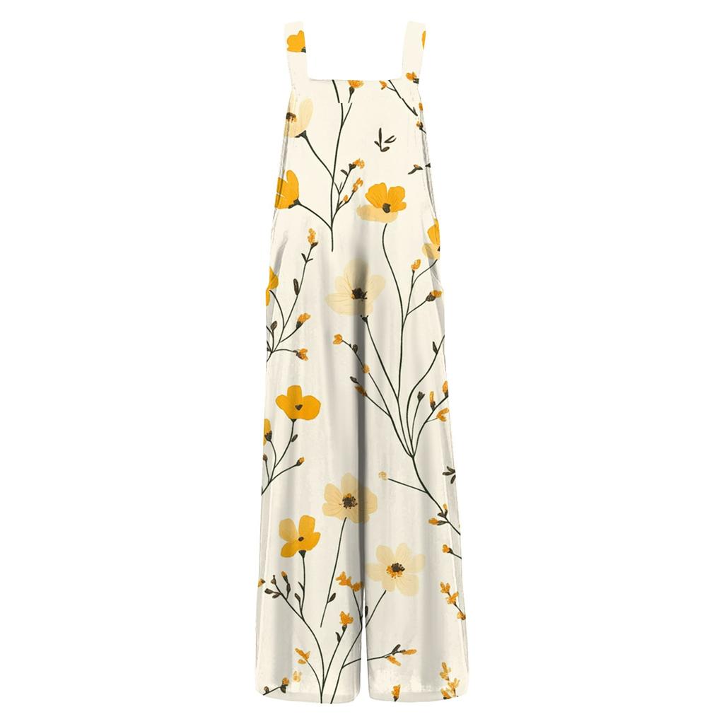 Women's Casual Jumpsuit Sleeveless Fashion Floral Print Jumpsuit