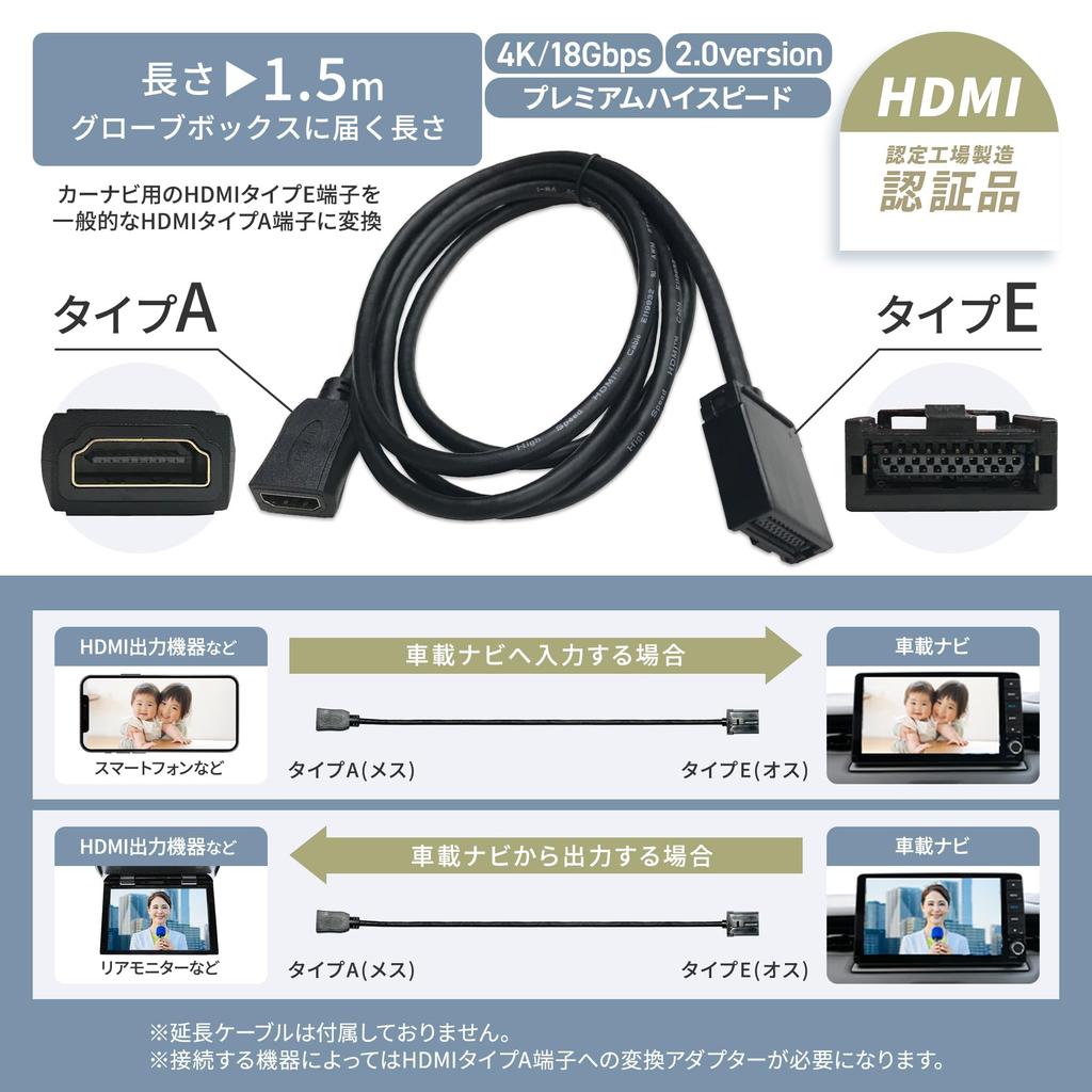 Trois Nissan Compatible HDMI Car Navigation System Compatible 4K Mirroring Connection Conversion Wiring Aftermarket Monitor External Input Smartphone