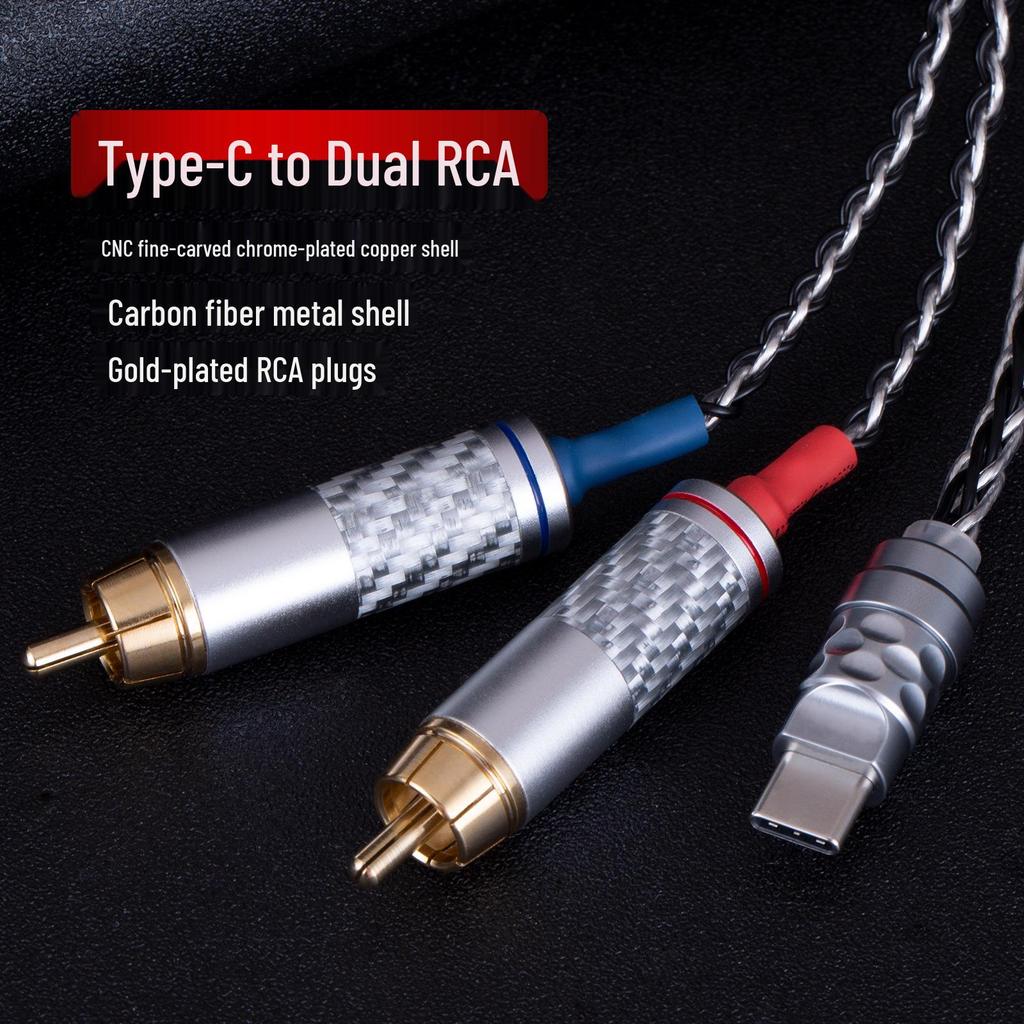 Type-C to Dual RCA Audio Cable: Audiophile-Grade, Single Crystal Copper & Pure Silver for Amplifiers & Speakers