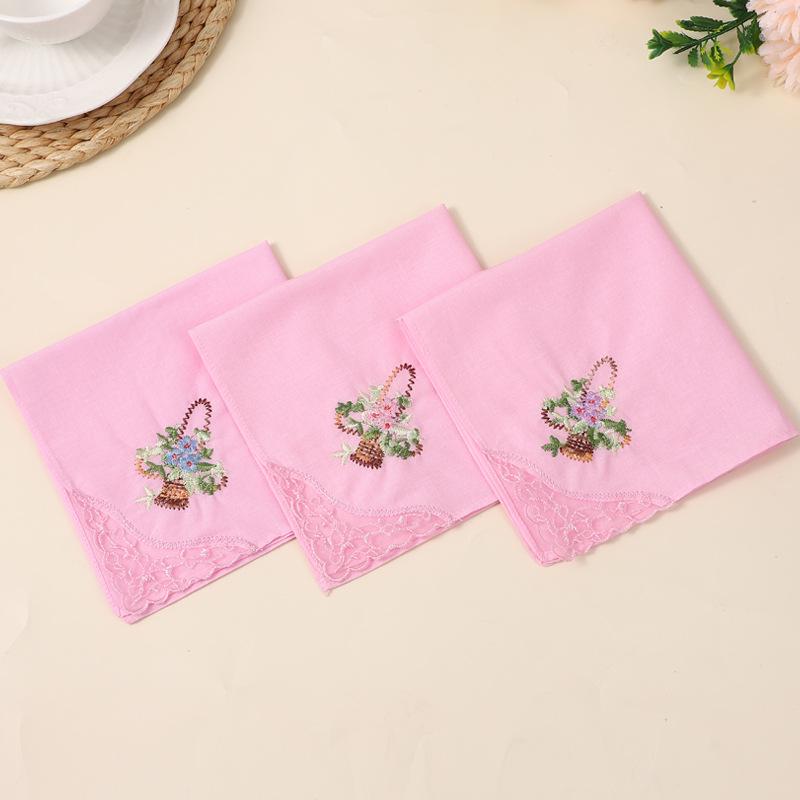 Luxuriöses 60er-Pack Damen-Taschentücher aus reiner Baumwolle mit Schmetterlingsspitzenstickerei
