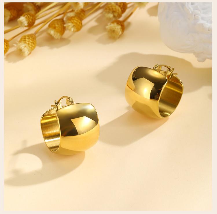 Chunky Geometric Hoop Earrings for Women, Circle Huggie Ear Jewelry, Stainless Steel Waterproof Earring Oorbellen Wholesale