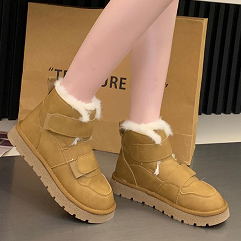 

Женские ботильоны на платформе на плоской подошве, зимние короткие плюшевые теплые туфли на меху, новые трендовые зимние ботинки 2024, повседневные прогулочные женские ботинки