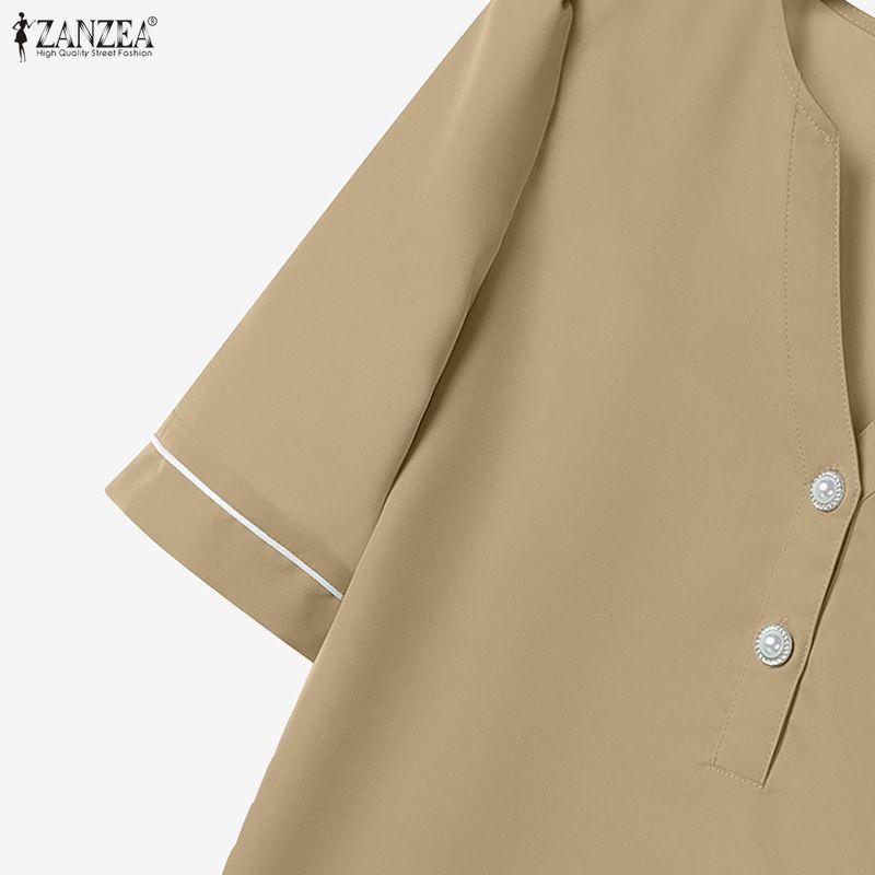 ZANZEA Women Short Sleeve Blouse and Shorts Summer Two Piece Suit Sets