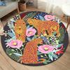 Leopard Round Area Rug,Carpet Rug for Living Room Bedroom Sofa Playroom Decor,Non-slip Floor Mat