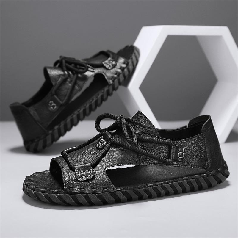Summer Men Sandals Genuine Leather Mens Casual Shoes Outdoor Men Leather Sandals For Men Beach Shoes Roman Mens Shoes
