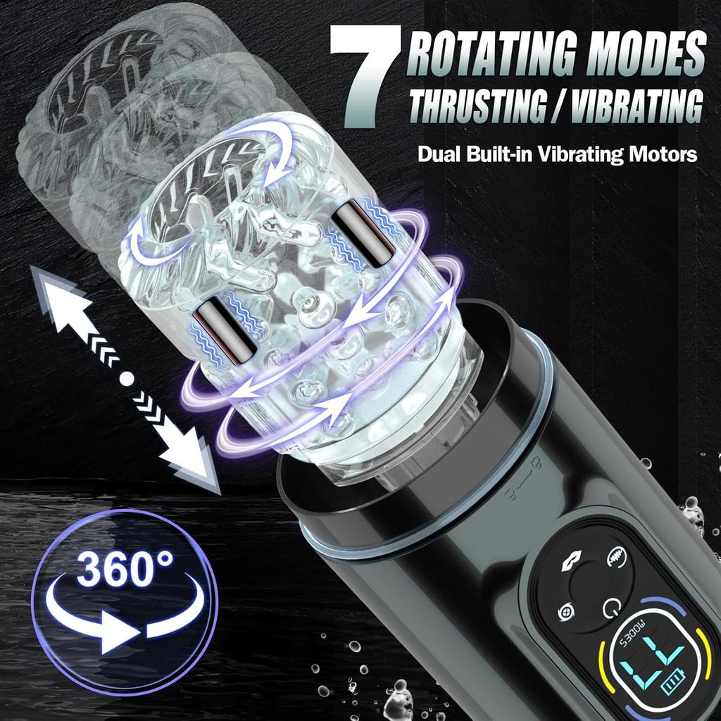 KUSHOR Automatic Male Masturbator Penis Pump Sex Toy for Men Pocket Pussy LCD Blowjob Sex Machine With7 Thrusting Rotating Modes