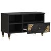 TV Stand with Shelf Black 80 X 33 X 46 Cm Solid Mango Wood