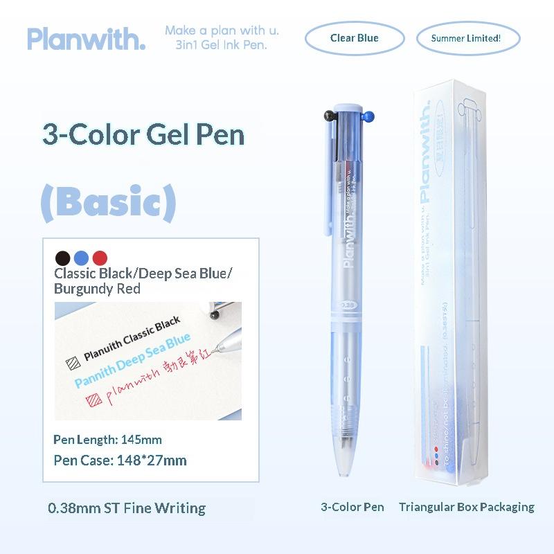 Planwith 3-in-1 Multi Gel Pen,Ins Pastel Color 0.5mm Effortless Writing For Color-Coded Notes,Journaling,Highlighting,Studying