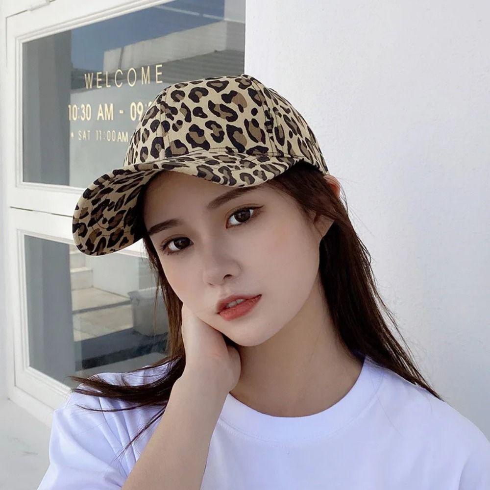 Leopard Print Baseball Cap Adjustable Sun Bonnet Casual Long Brim Visors  Travel