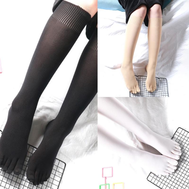 Breathable Split Toe Knee Length Long Socks For Women Sweat Absorbing Toe Separation Stockings with Ribbed Elastic Cuffs